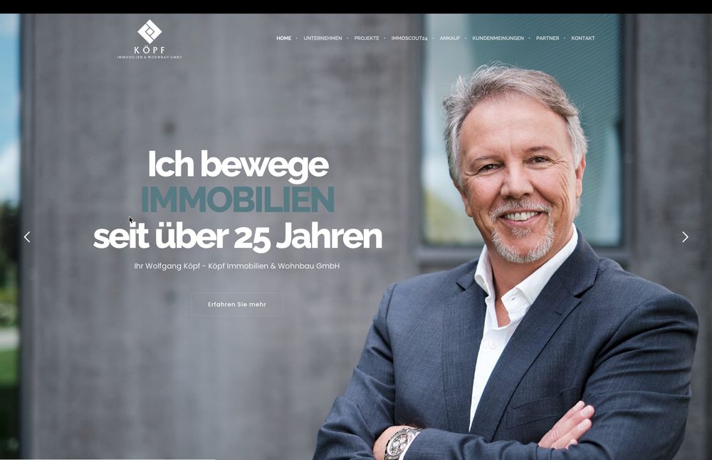 Köpf Immobilien und Wohnbau Website
